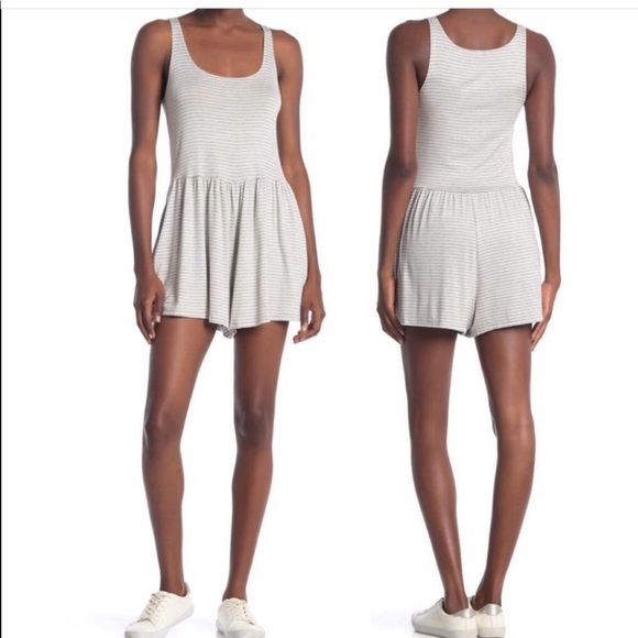 Splendid Soft Sweet Grey Stripe Knit Casual Romper - Picture 2 of 2
